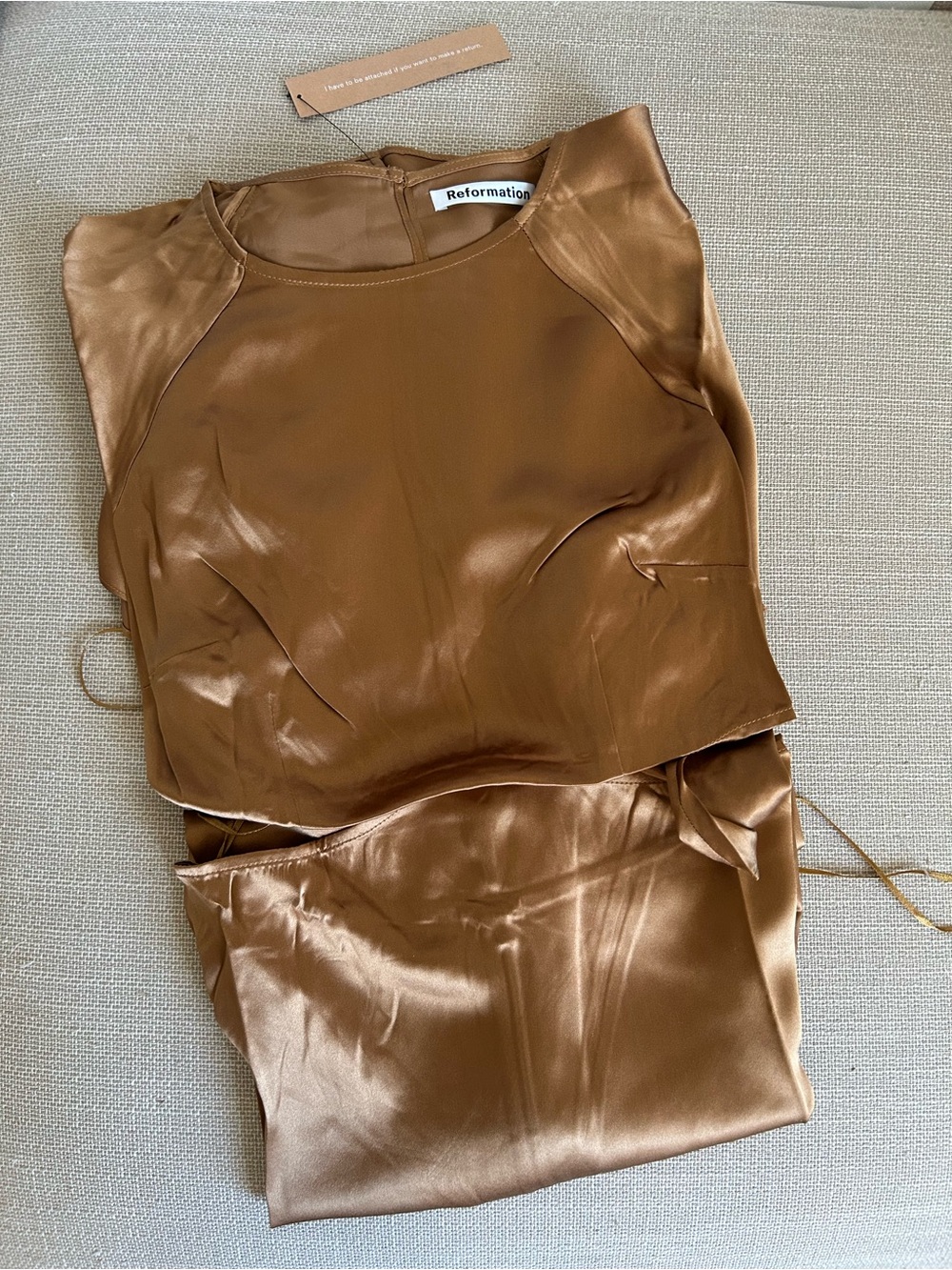 NWT Reformation Noemi Midi Silk Dress US2 Copper Cut Out Cocktail Party - Picture 4 of 10